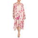 MARINA RINALDI GEORGETTE DRESS CREAM AND FUCHSIA