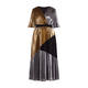 MARINA RINALDI PLEATED METALLIC LAMÉ DRESS