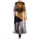 MARINA RINALDI PLEATED METALLIC LAMÉ DRESS