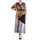 MARINA RINALDI PLEATED METALLIC LAMÉ DRESS