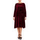 MARINA RINALDI DEVORÉ VELVET DRESS BORDEAUX