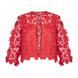 Marina Rinaldi Macramé Lace Jacket Coral - Plus Size Collection