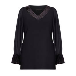 MARINA RINALDI SEQUIN COLLAR AND CUFF KNITTED TUNIC BLACK - Plus Size Collection