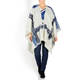 MARINA RINALDI WOOL BLEND PONCHO NAVY AND CREAM