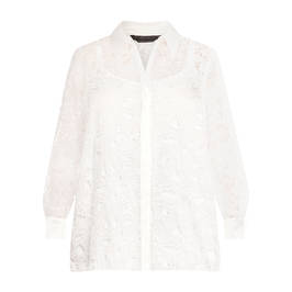 MARINA RINALDI FLORAL LACE SHIRT WHITE  - Plus Size Collection