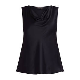 MARINA RINALDI SILK ACETATE SATIN TOP BLACK - Plus Size Collection