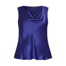 MARINA RINALDI SILK ACETATE SATIN TOP COBALT - Plus Size Collection