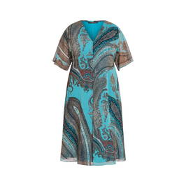 MARINA RINALDI PAISLEY DRESS TURQUOISE - Plus Size Collection