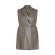 MARINA RINALDI SHEEP SKIN LEATHER GILET MILITARY