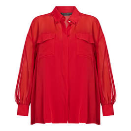 MARINA RINALDI SILK CHIFFON SHIRT RED - Plus Size Collection