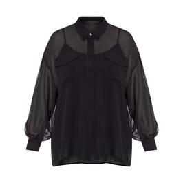 MARINA RINALDI SILK CHIFFON SHIRT BLACK - Plus Size Collection