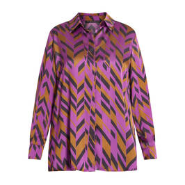 MARINA RINALDI SATIN PRINT SHIRT MAGENTA  - Plus Size Collection
