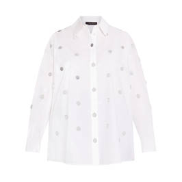 MARINA RINALDI WHITE COTTON SHIRT WITH EMBELLISHMENT - Plus Size Collection