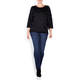 MARINA RINALDI SEQUIN STRIPE SWEATER BLACK