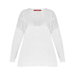 MARINA RINALDI COTTON RIBBED SWEATER WHITE - Plus Size Collection