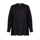 MARINA RINALDI CABLE KNIT WOOL BLEND SWEATER BLACK