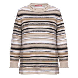 MARINA RINALDI STRIPE SWEATER CARAMEL - Plus Size Collection