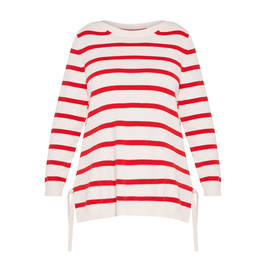 MARINA RINALDI COTTON KNITTED STRIPE SWEATER RED - Plus Size Collection