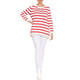 MARINA RINALDI COTTON KNITTED STRIPE SWEATER RED