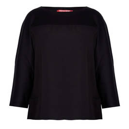 MARINA RINALDI JERSEY TOP WITH SATIN YOKE BLACK - Plus Size Collection