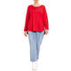 MARINA RINALDI SCOOP NECK TOP RED