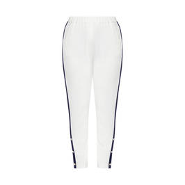 MARINA RINALDI PUNTO JERSEY TROUSER WITH NAVY RACING STRIPE - Plus Size Collection