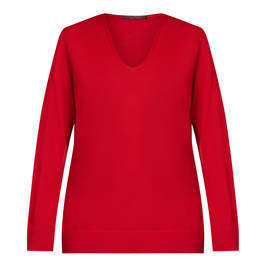 MARINA RINALDI RED V-NECK SWEATER - Plus Size Collection