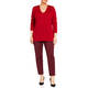 MARINA RINALDI RED V-NECK SWEATER