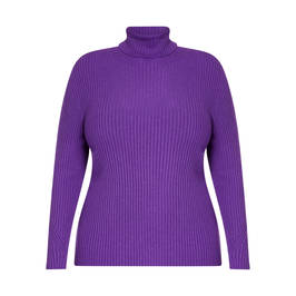 MARINA RINALDI RIBBED POLO NECK SWEATER VIOLET - Plus Size Collection