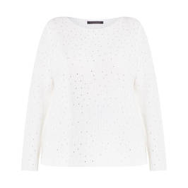 MARINA RINALDI JEWEL EMBELLISHED SWEATER WHITE - Plus Size Collection