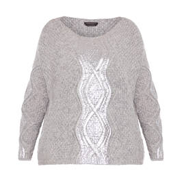 MARINA RINALDI CABLE KNIT METALLIC SWEATER - Plus Size Collection