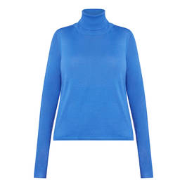 MARINA RINALDI POLO NECK SWEATER COBALT - Plus Size Collection