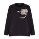 MARINA RINALDI JEWEL EMBELLISHED BLACK SWEATER