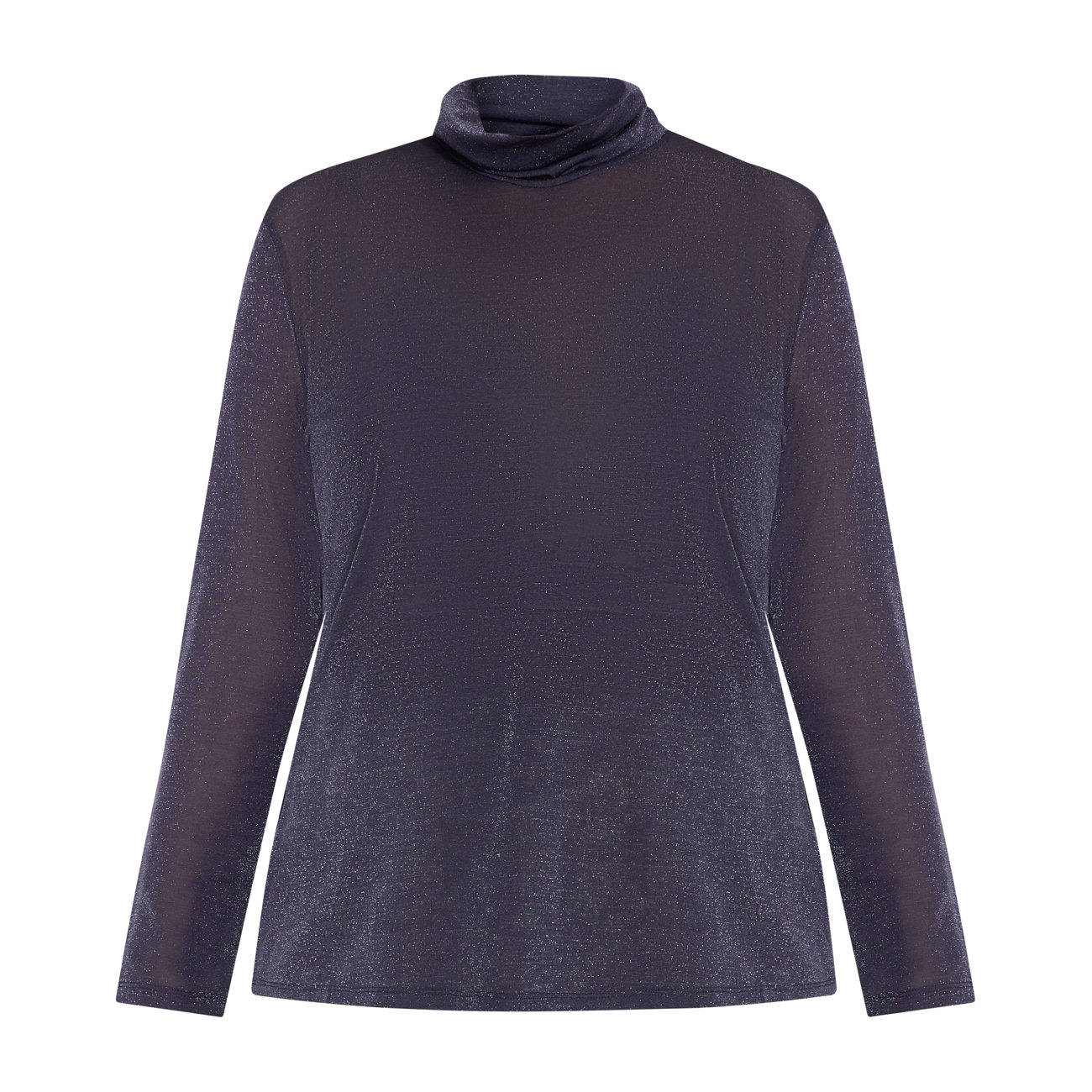 MARINA RINALDI LUREX POLO NECK TOP MAHOGANY