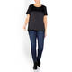 MARINA RINALDI SATIN FRONT T-SHIRT BLACK