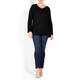 MARINA RINALDI RIBBED SEQUIN SWEATER BLACK