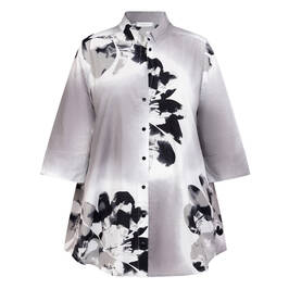 Noen Poplin Printed Shirt Grey - Plus Size Collection