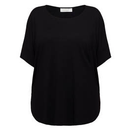 Noen Black Viscose Linen Blend T-Shirt  - Plus Size Collection