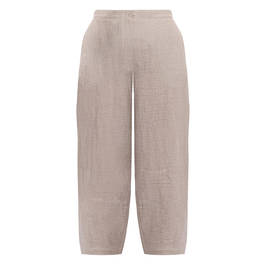 Noen Linen Cropped Trousers Sand  - Plus Size Collection