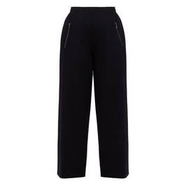 Noen Jersey Wide Leg Trousers With Zip Pockets Black  - Plus Size Collection
