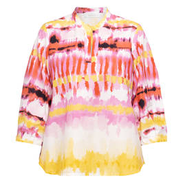 Noen Tie-Dye Cotton Tunic Pink and Yellow  - Plus Size Collection