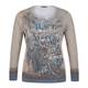 OPEN END GREY AND BEIGE PRINTED SWEATER WITH CRYSTAL EMBELLISHMENTS