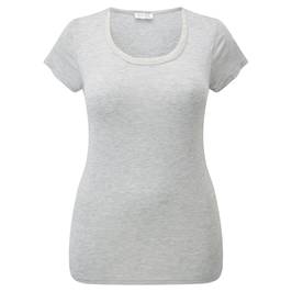 OPEN END GREY MARL EMBELLISHED NECK T-SHIRT - Plus Size Collection