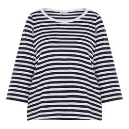 NOW BY PERSONA STRETCH JERSEY BRETON STRIPE SHIRT - Plus Size Collection