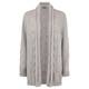 OPEN END POWDER PINK CABLE KNIT LONG CARDIGAN