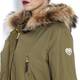 OPEN END FUR TRIMMED KHAKI PARKA STYLE COAT