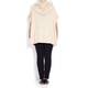 OPEN END oatmeal fur trim hooded knit PONCHO