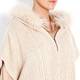 OPEN END oatmeal fur trim hooded knit PONCHO