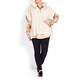 OPEN END oatmeal fur trim hooded knit PONCHO