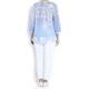 OPEN END sky blue fringe cotton TOP